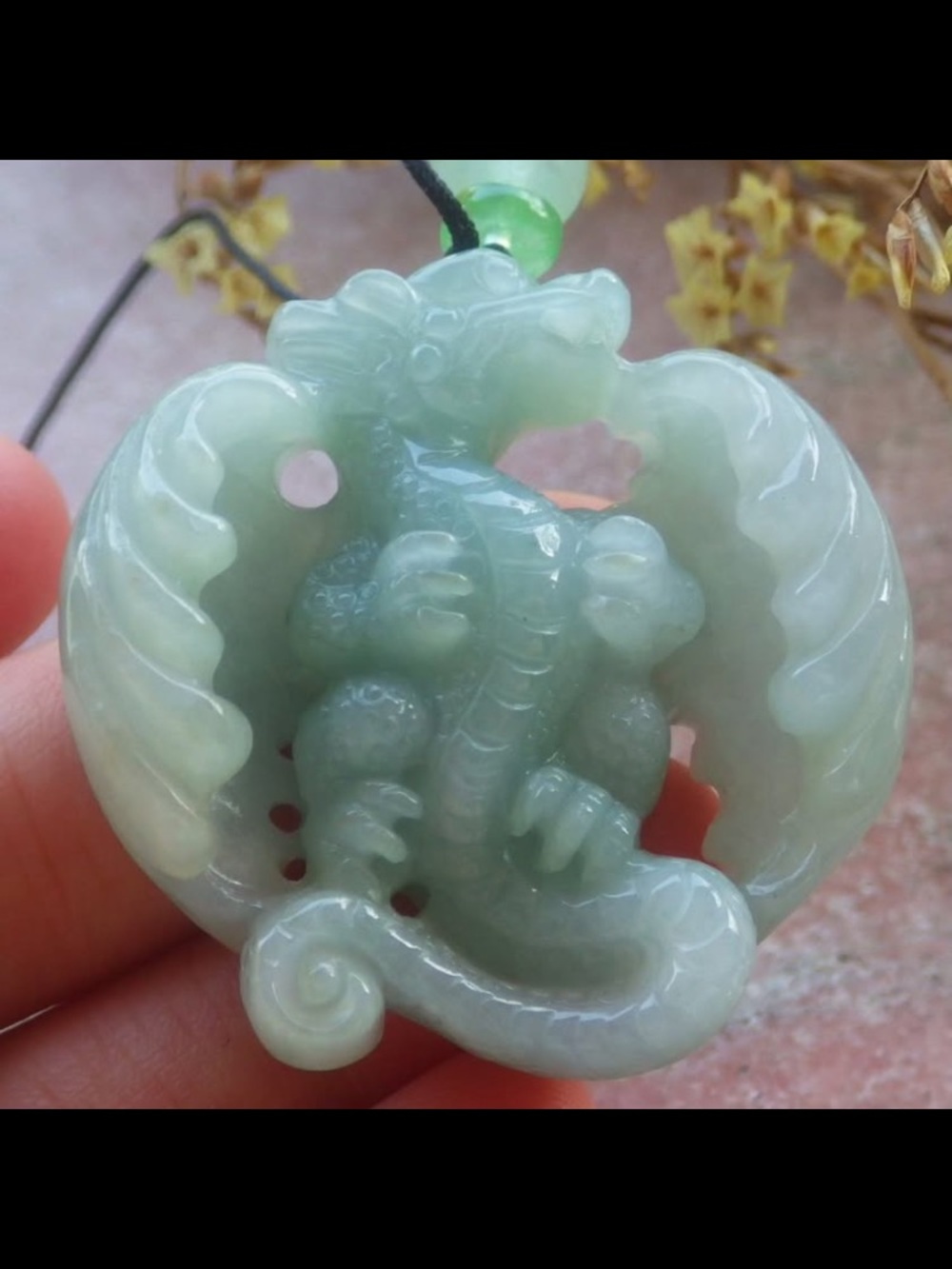 Certificate Jadeite Jade Green Wealth flying Dragon pendant